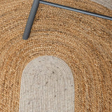 White Oval Area Rug 8'x10', Braided Oval Jute Rug, Hemp Sisal Oval Carpet Rug 5'x7'