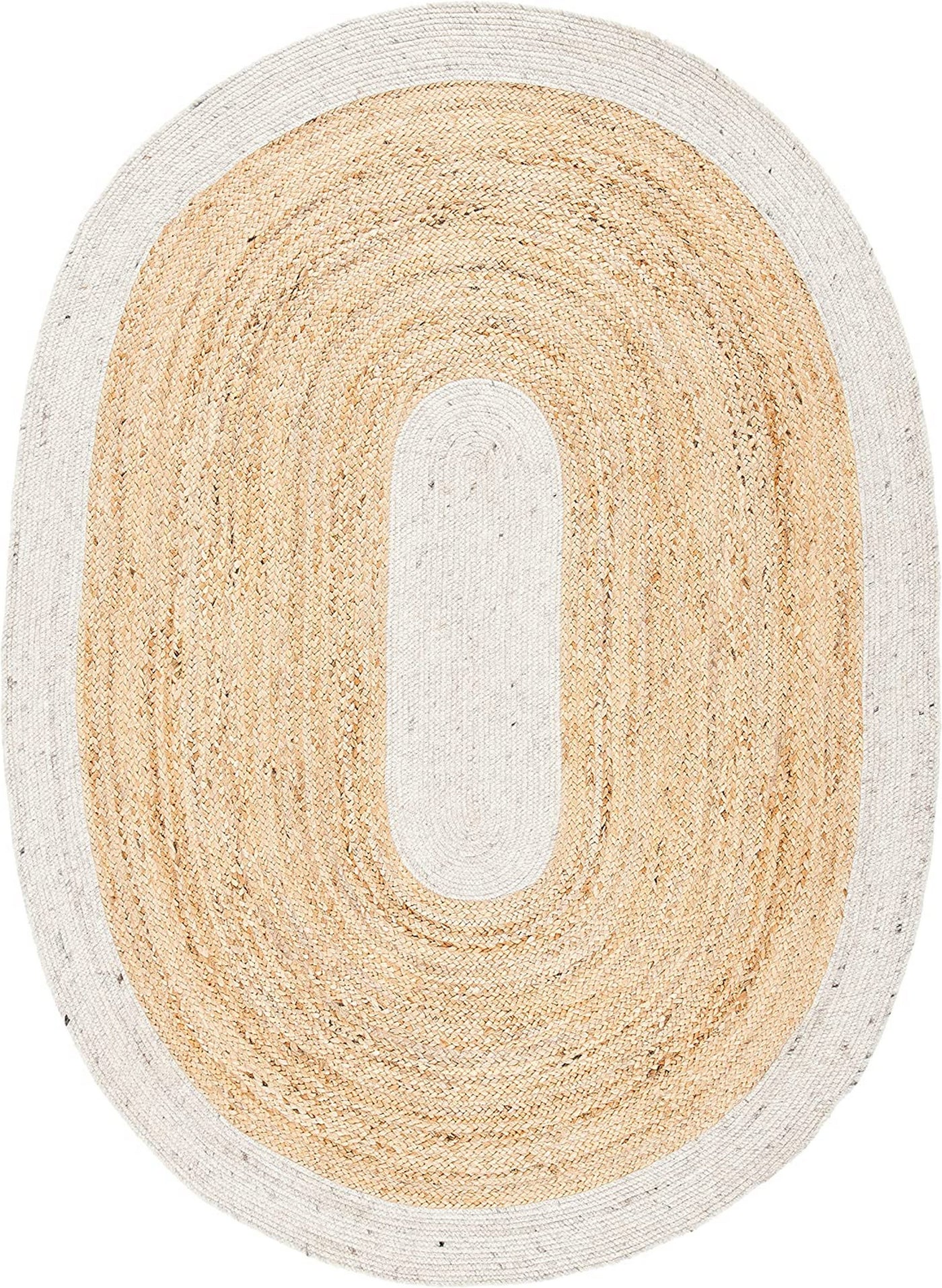 White Oval Area Rug 8'x10', Braided Oval Jute Rug, Hemp Sisal Oval Carpet Rug 5'x7'