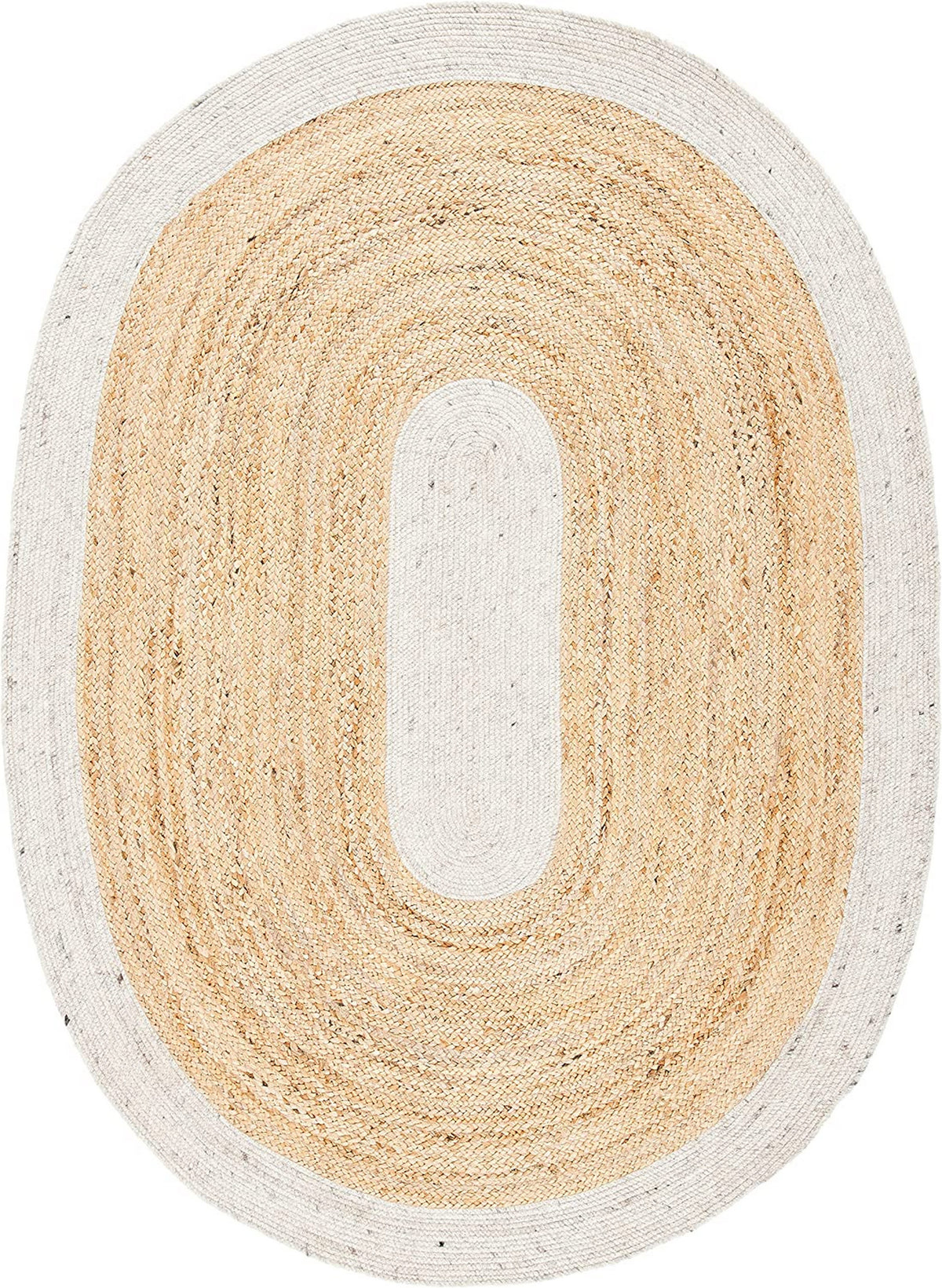 White Oval Area Rug 8'x10', Braided Oval Jute Rug, Hemp Sisal Oval Carpet Rug 5'x7'