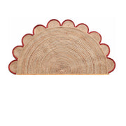 Half Moon Scalloped Doormat for Front Door, Half Circle Round Rug, Welcome Doormat