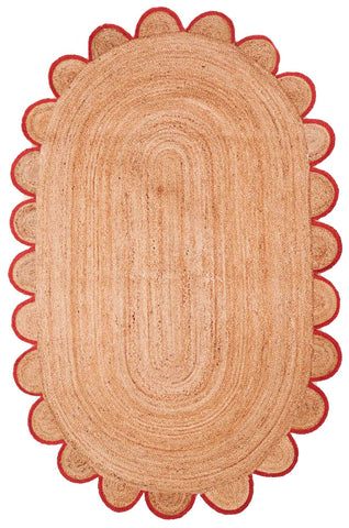 Oval Area Rug 5'x8' for Living Room Jute Scalloped Rug Scallop Oval Rug 4'x6'