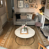 Scalloped Rug for Living Room 8'x8' | Scalloped Jute Carpet Rugs for Dining Room 6'x8'