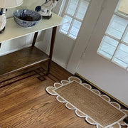 White Scalloped Rug for Living Room Decor 9'x12' | Custom Size Scalloped Jute Rugs