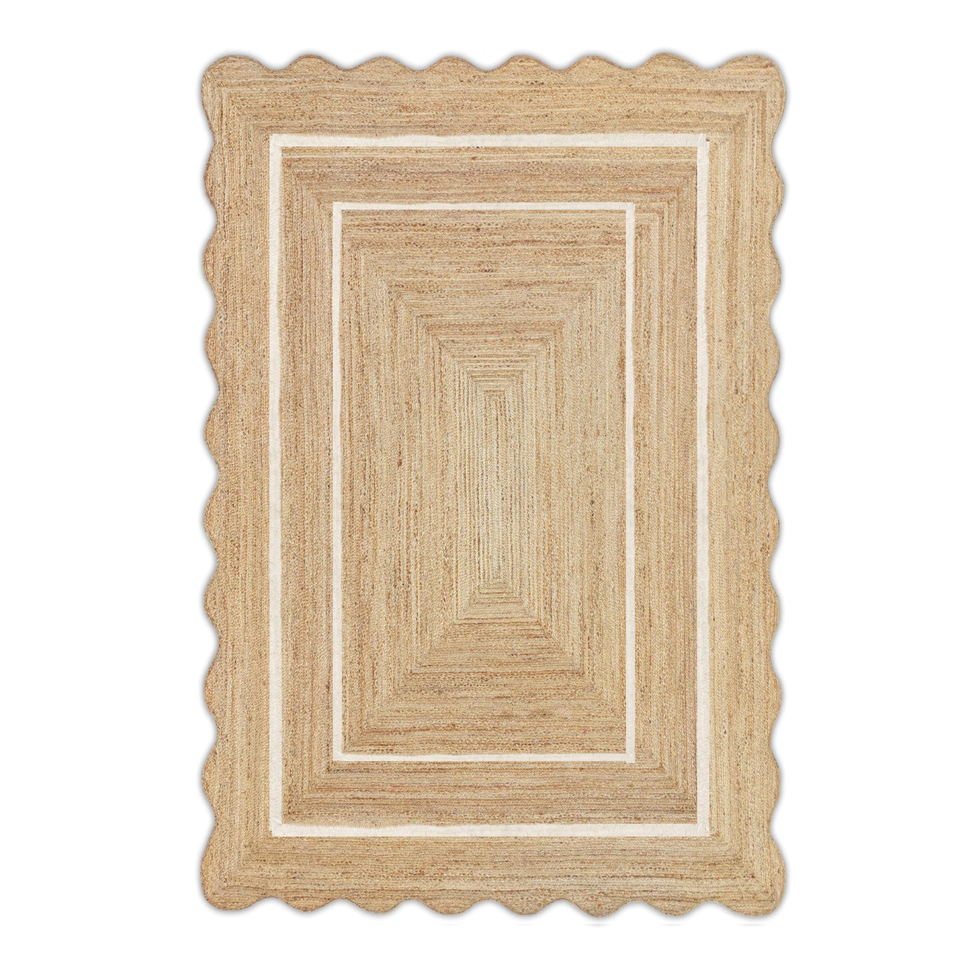 Scallop Rug - Wavy Scalloped Rug, Wavy Edge Jute Rug, Scalloped Jute Rug