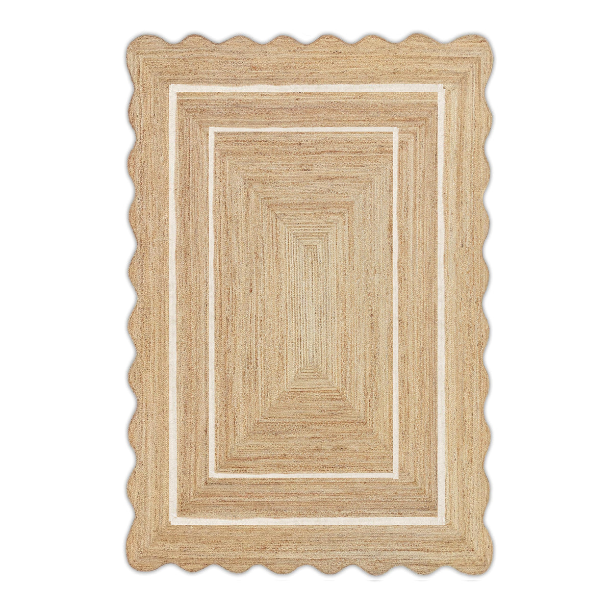 Scallop Rug - Wavy Scalloped Rug, Wavy Edge Jute Rug, Scalloped Jute Rug