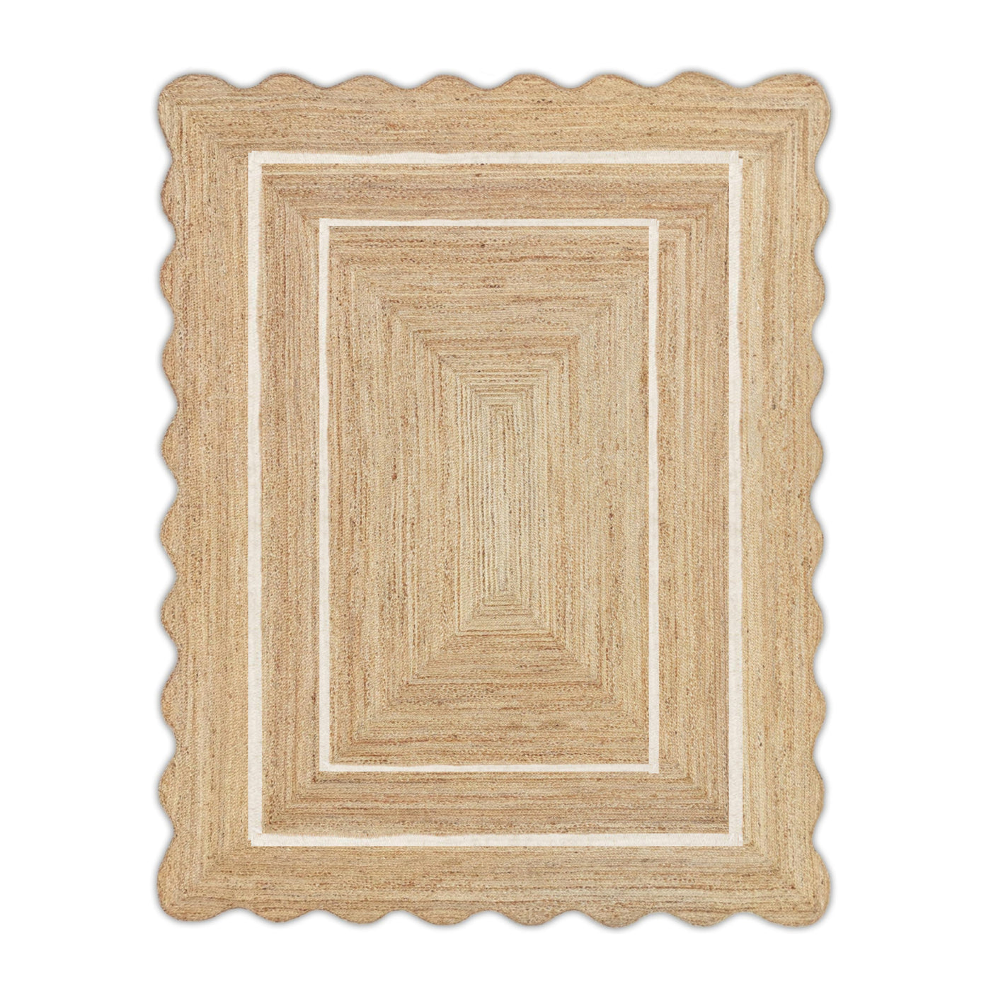 Scallop Rug - Wavy Scalloped Rug, Wavy Edge Jute Rug, Scalloped Jute Rug