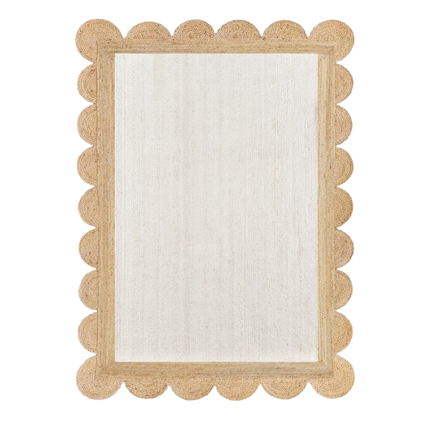 White Scalloped Rug Scallop Jute Rug Custom Rug Natural Jute Area Rug