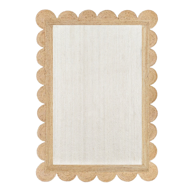 White Scalloped Rug Scallop Jute Rug Custom Rug Natural Jute Area Rug