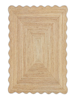 Natural Jute Wavy Scallop Rug Wavy Edge Scalloped Rug Custom Scallop Rug