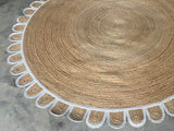 Round Scalloped Rug 5'x5' White Round Rug Carpet for Dining Room 8'x8'