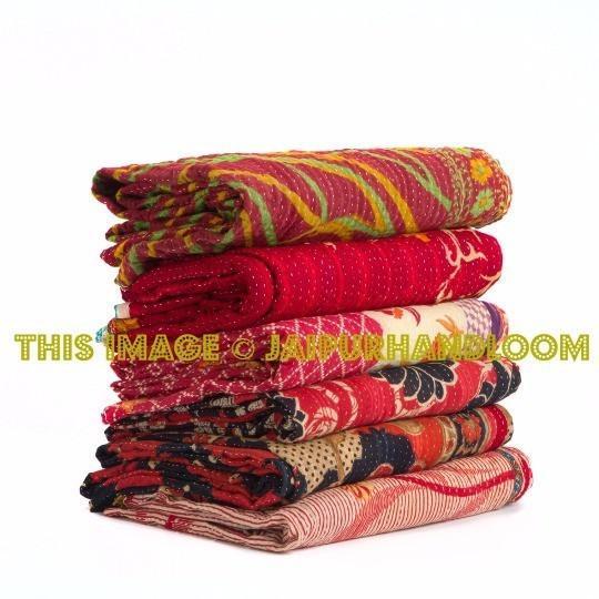 10 wholesale Vintage Kantha quilt, Kantha, kantha throw, sari quilt-Jaipur Handloom