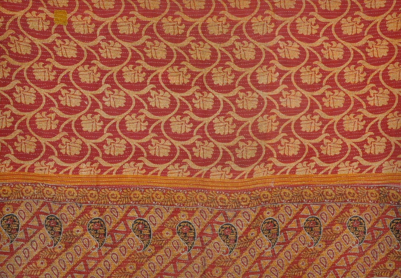 cotton sari kantha throw blanket