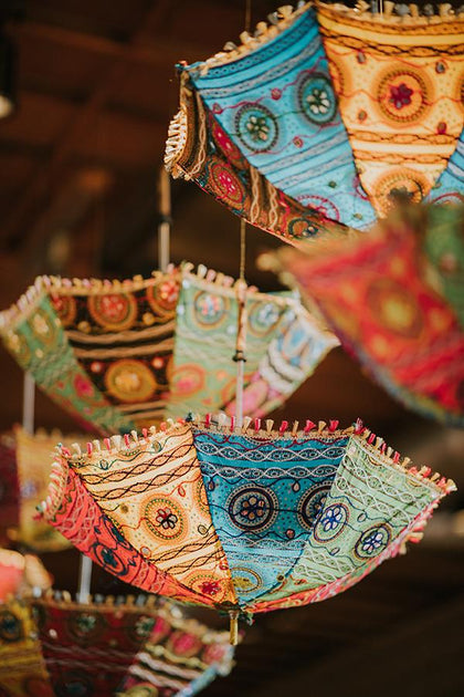 100 pcs Wholesale Lot Indian Handmade Umbrellas Vintage Patchwork Sun Protection Umbrella Parasol Antique Women Umbrella Wedding Decor-Jaipur Handloom