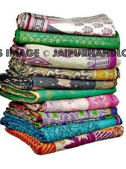 10pc Vintage kantha quilt blanket  - Premium Quality sari kantha quilt