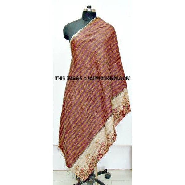 10pc kantha Sari Scarf Quilted reversible Indian Stole Silk Sari Shawl Scarves-Jaipur Handloom