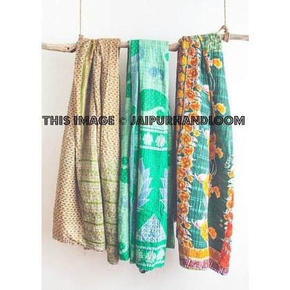 10pc kantha Scarf Quilted reversible Indian Stole Silk Sari Shawl Scarves-Jaipur Handloom