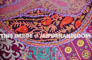 Purple 32" Big Round Floor Pillow Cushion round seating Bohemian Patchwork floor cushion pouf Vintage Indian Foot Stool Bean Bag-Jaipur Handloom