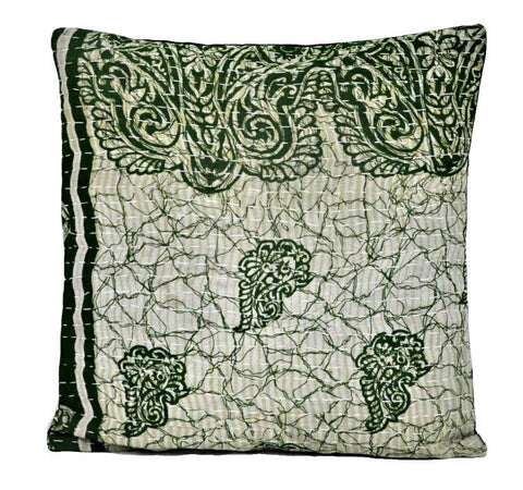 16" bohemian throw pillows for couch vintage sari kantha pillow covers | Jaipur Handloom