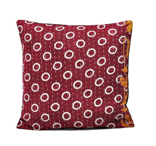 16" indian style dining chair cushion covers bohemian kantha pillow cases C25-Jaipur Handloom