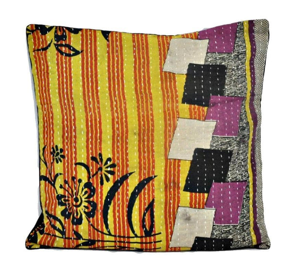 16" large decorative kantha pillows for couch indian bedroom cushions
