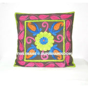 16 x 16 Pillow Cover, Decorative Pink Pillow, Indian Pillow Cover, Pillowcase, Cushion Cover, Large Pillow, Suzani-Jaipur Handloom