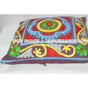 16 x 16 Suzani Pillow Cover In Lime Green, Suzani Pillow, Decorative Throw Pillow, Indian Pillow Cover, Suzani Cushion Cover, Large Pillow-Jaipur Handloom