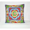 16 x 16 Suzani Pillow Cover In Lime Green, Suzani Pillow, Decorative Throw Pillow, Indian Pillow Cover, Suzani Cushion Cover, Large Pillow-Jaipur Handloom