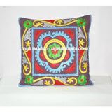 16 x 16 Suzani Pillow Cover In Lime Green, Suzani Pillow, Decorative Throw Pillow, Indian Pillow Cover, Suzani Cushion Cover, Large Pillow-Jaipur Handloom