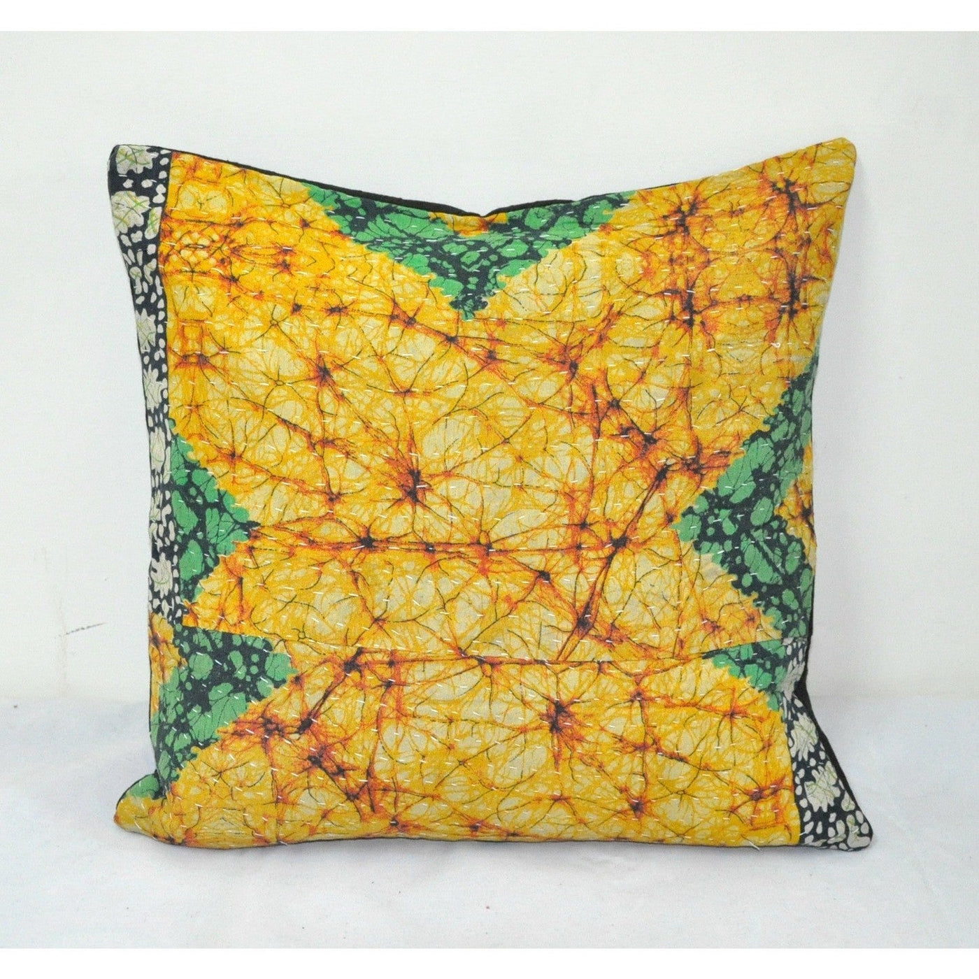 16X16 inches kantha throw pillows dorm room bedding pillows and cushions - P20-Jaipur Handloom