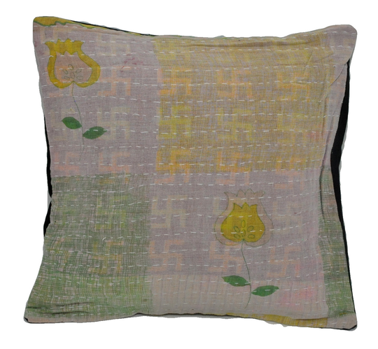16X16 large kantha pillow cases 100% cotton organic dining chair cushions