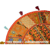 17" Indian Round Floor Cushions Pouffe Embroidered Patchwork Round Foot Stool Bean Bag