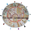 17" Patchwork Round Floor Pillow Cushion round embroidered Bohemian Patchwork floor cushion pouf Vintage Indian Foot Stool Bean Bag-Jaipur Handloom