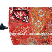 17" Red Large Round Floor Pillow Meditation Cushion religious Buddha Yoga Seating Floor Pillow Cover Throw Pillow bean bag Foot Stool-Jaipur Handloom
