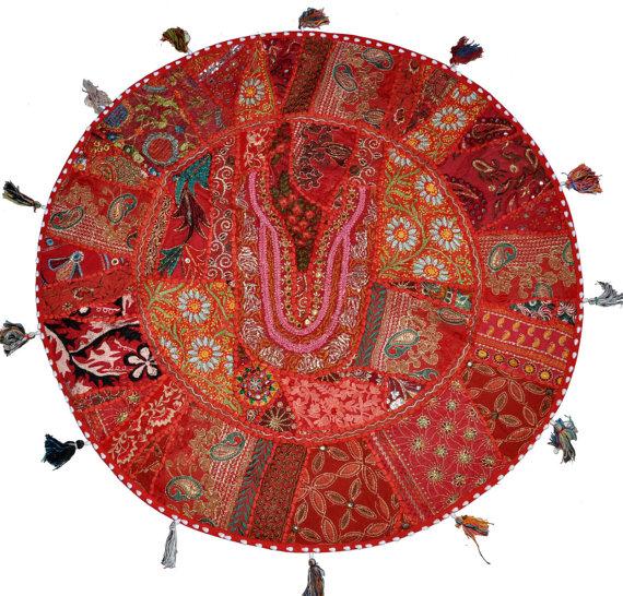 17" Red Large Round Floor Pillow Meditation Cushion