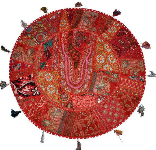 17" Red Large Round Floor Pillow Meditation Cushion