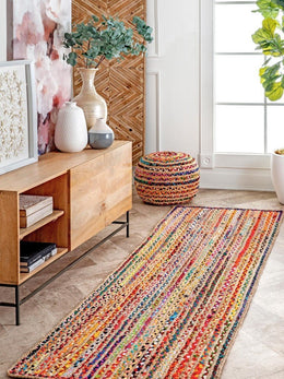 2 X 10 Feet Long Braided Hallway Runner, Bohemian Indoor Rug, Jute Entryways Rugs