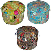 2 pc Set of Bohemian Pouf Ottoman stool chair bench foot stool pouffe-Jaipur Handloom