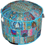 2 pc Set of Bohemian Pouf Ottoman stool chair bench foot stool pouffe-Jaipur Handloom