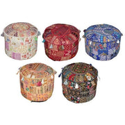 2 pc Set of Bohemian Pouf Ottoman stool chair bench foot stool pouffe-Jaipur Handloom