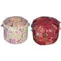 2 pc Set of Bohemian Pouf Ottoman stool chair bench foot stool pouffe-Jaipur Handloom