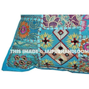 20" Large Blue Decorative Patchwork Throw Pillows for couch boho toss pillows-Jaipur Handloom