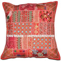 20" Large Bohemian Patchwork Sofa Pillows in Square Shape Boho Patio Cushions-Jaipur Handloom