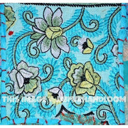 20" Square Blue Decorative bed pillows Bohemian Patchwork Floor Cushions-Jaipur Handloom