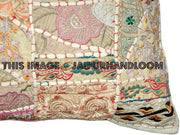 20" Square White Patchwork Bedroom Shams Pillows Boho Outdoor Cushions-Jaipur Handloom