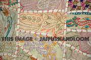 20" Square White Patchwork Bedroom Shams Pillows Boho Outdoor Cushions-Jaipur Handloom