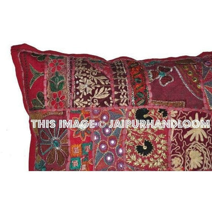 20" XL Maroon Bohemian Dining Chair Cushions Organic Sofa Pillows on sale-Jaipur Handloom