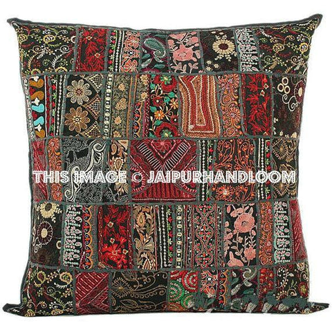20X20" Black Sofa Pillows Indian Style Decorative Throw Pillows for Couch