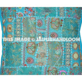 20X20 XL Blue Patchwork Dining Chair Cushions Bohemian Bedroom Shams-Jaipur Handloom