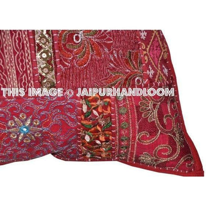 20X20 XL Red Decorative Throw Pillows For Couch Boho Patio Cushions-Jaipur Handloom