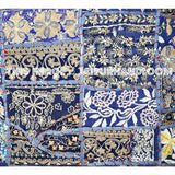 20X20 navy blue bohemian patchwork throw pillows for couch patio cushions-Jaipur Handloom